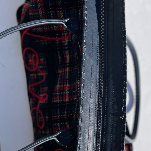 Desigual Tartan Shopping Bag Convertible Tote Shoulder Bag Embroidered Love New - Picture 9 of 11